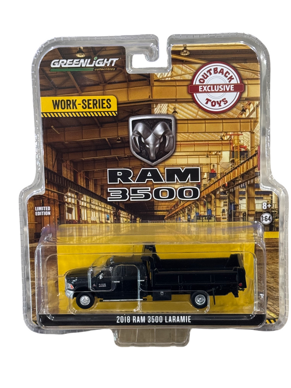 Greenlight Work-Series Outback Toys Exclusive 2018 Ram Dually Dump Bed 1/64 Black