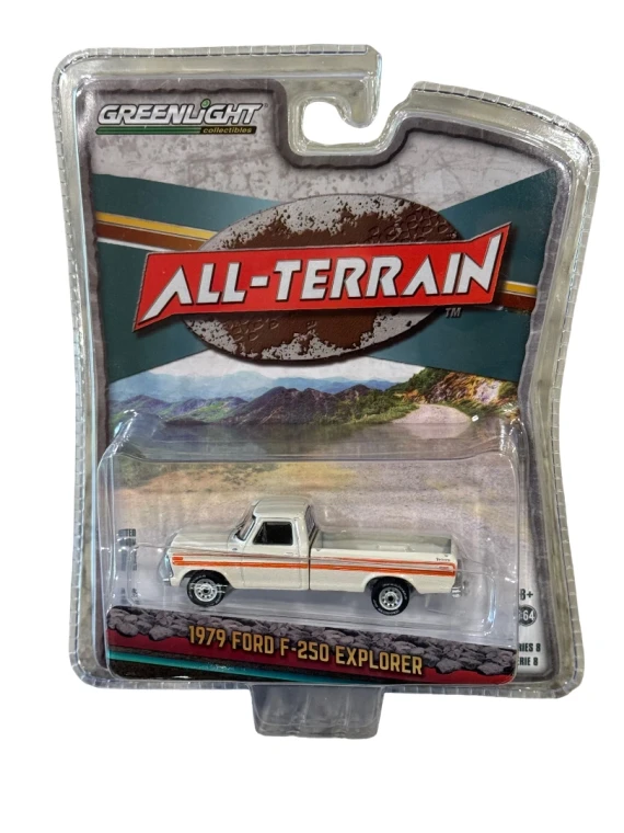 Greenlight All-Terrain 1979 Ford F-250 Explorer White & Orange Stripes 1/64