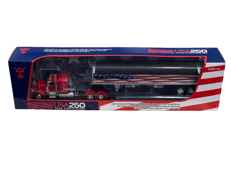 DCP Red USA250 Peterbilt 389 with 43ft Wilson Trailer 1/64 69-2367