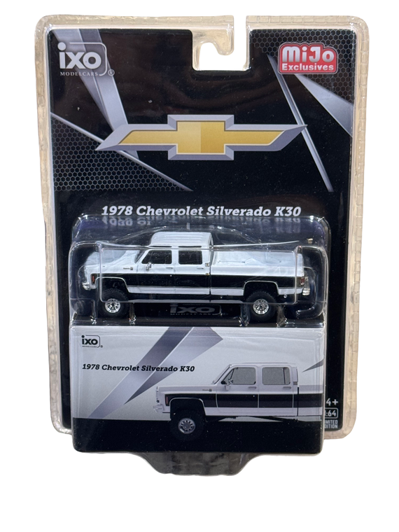Mini Case of 12 IXO MIJO 1978 Chevy Silverado K30 Crew Cab Lifted White & Black 1/64 IAPR1012
