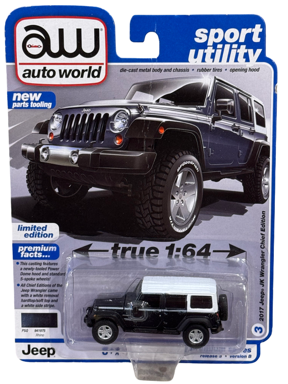 Auto World 2017 Jeep Wrangler Chief Edition Rhino 1/64 CARD BLEMISH