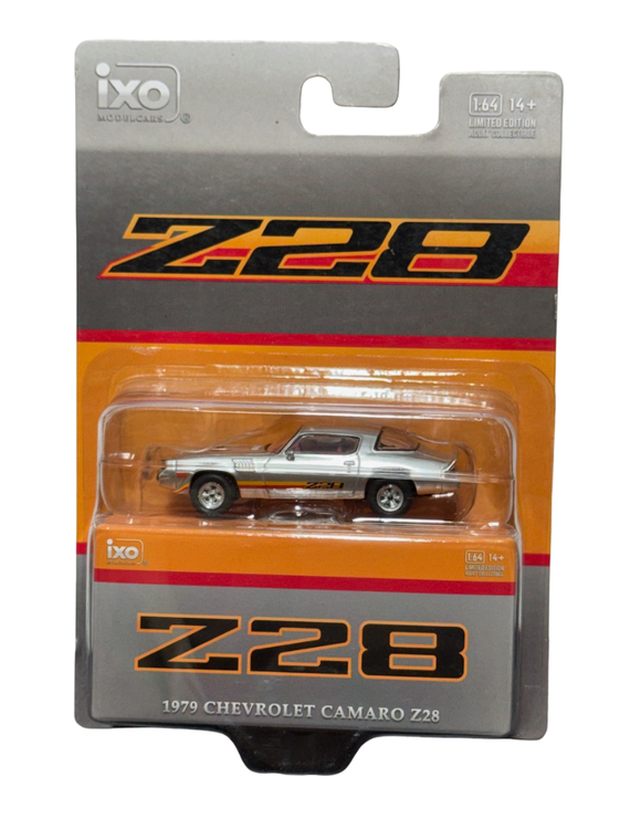 IXO 1979 CHEVROLET CAMARO Z28 SILVER WITH ORANGE STRIPES 1/64 IA64024