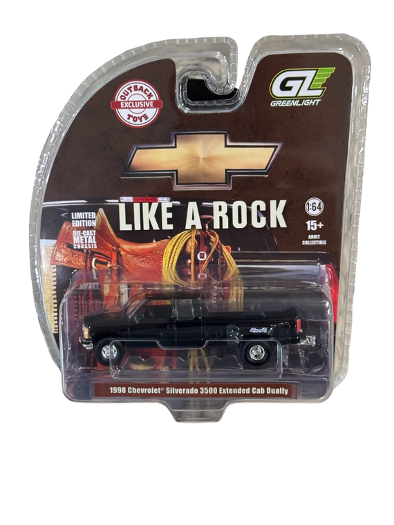 GREENLIGHT Outback Toys Exclusive 1998 Chevy Silverado Dually Black 1/64 51586-A