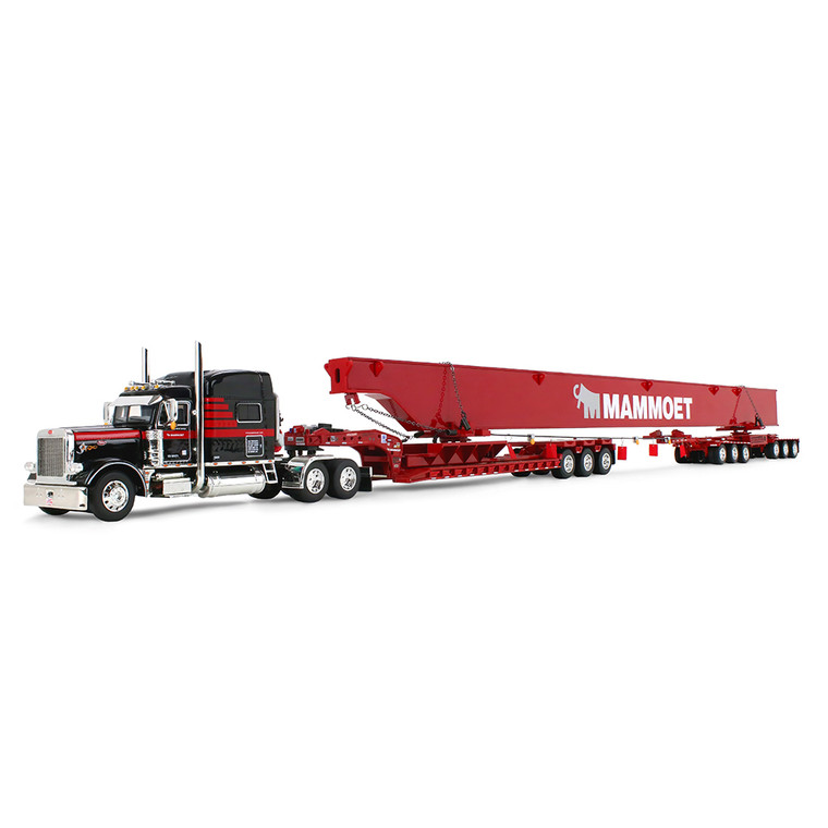 1_PREORDER DCP 69-2271: Peterbilt Model 379 with 70” Mid-Roof Sleeper & Fontaine Magnitude Lowboy with Bunk & ERMC 6-Axle Hydra Steer with Bridge Beam Section Load 1/64