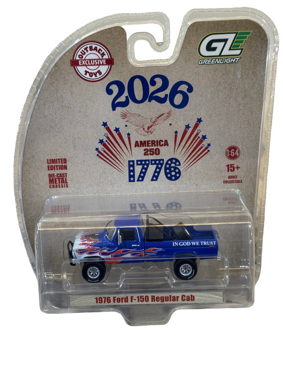 Greenlight Lifted 1976 Ford F-150 USA 250 Tribute 1/64 Outback Toys Exclusive
