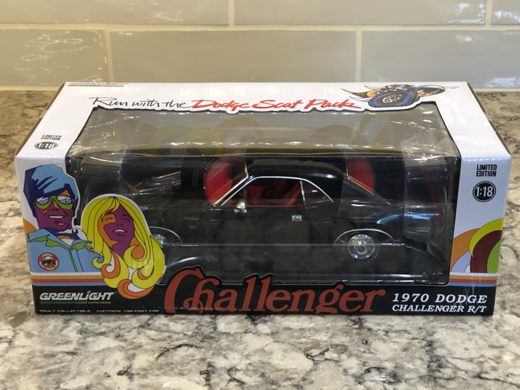 Greenlight 1970 Dodge Challenger Black with Red Interior 1/18 Dodge Scat Pack