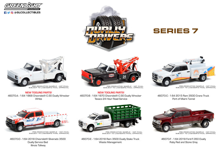 Greenlight Dually Drivers Series 7 Complete Set 1/64 diecast In Stock 46070