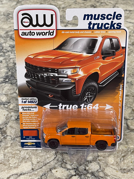 Auto World 2020 Chevrolet Silverado ZL1 LT Trail Boss Orange 1/64