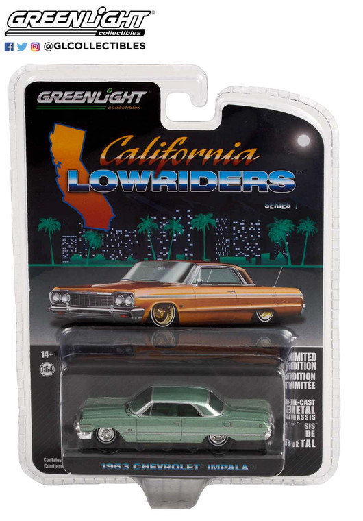 Greenlight California Lowriders 1963 Chevrolet Impala Light Green 1/64 63010 B FREE SHIPPING