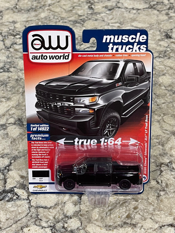 Auto World 2020 Chevrolet Silverado ZL1 LT Trail Boss Black 1/64 AW64342 B