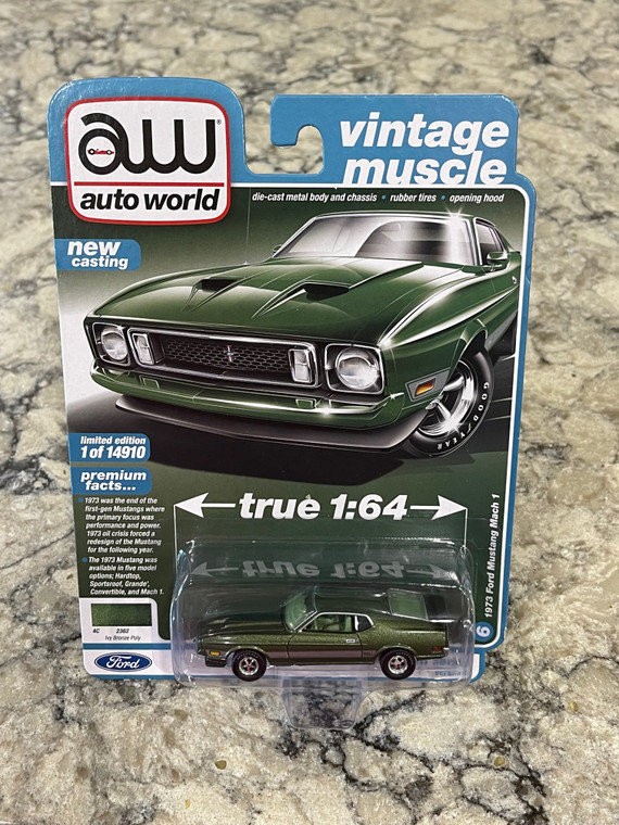 Auto World Ivy Bronze Poly 1973 Ford Mustang Mach 1 1/64 AW64352