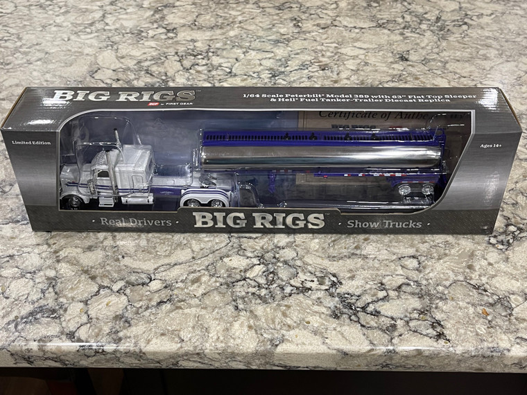 DCP BIG RIGS 8 Snow White Peterbilt Model 389 63" Flat Top Sleeper Tanker 1/64 FREE SHIPPING