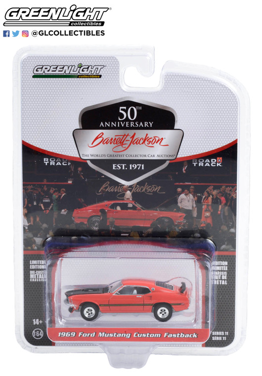 Greenlight Barrett-Jackson Scottsdale Red 1969 Ford Mustang Custom Fastback 1/64