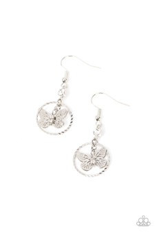 Fabulous Flutter White Paparazzi Earrings