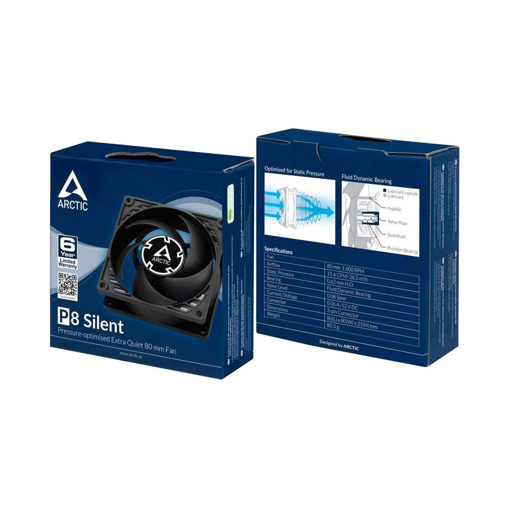 Arctic ACFAN00152A P8 Silent 80mm Case Fan Black/Black