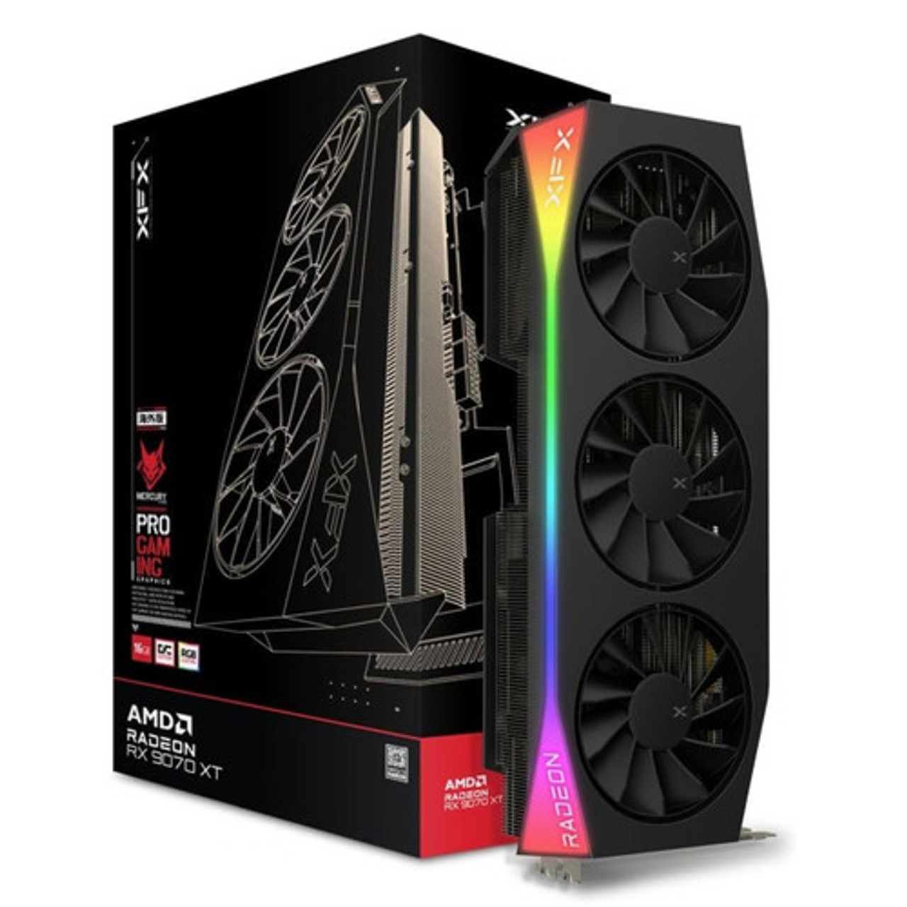 XFX Mercury AMD Radeon RX 9070XT OC Gaming Edition with RGB