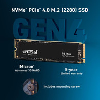 Crucial P3 Plus 2TB PCIe Gen4 3D NAND NVMe M.2 SSD up to 5000MB/s Solid State Drive CT2000P3PSSD8
