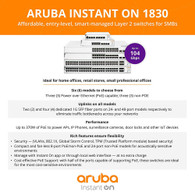 Aruba JL812A#ABA Instant On 1830 24-Port Gb Smart Switch - 24x 1G | 2X SFP | Fanless | US Cord