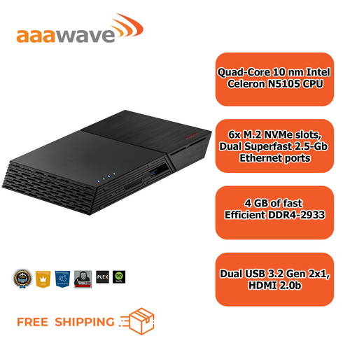 Asustor FS6706T Flashstor 6, 6 Bay NAS, Quad-Core 2.0GHz, Dual 2.5