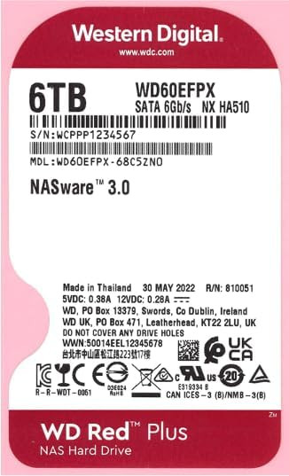 WD Red Plus 6TB NAS Internal Hard Drive - Western Digital HDD WD60EFPX