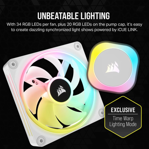 Corsair iCUE Link H100i Liquid CPU Cooler 240mm AIO QX120 RGB Fans