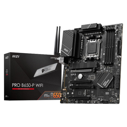 MSI PRO B650-P WIFI ProSeries Motherboard,AMD AM5, ATX, DDR5,PCIe 4.0, M.2, SATA 6Gb/s, USB 3.2 Gen 2, HDMI/DP, Wi-Fi 6E