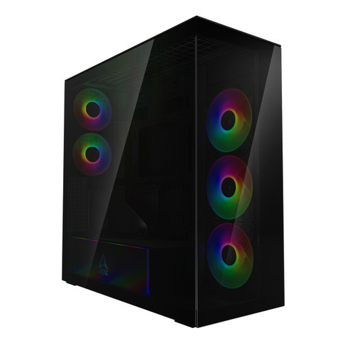 Arctic ACPCC00016A Xtender VG PC Case-Mid Tower-Tempered Glass Panel-Included A-RGB Fans-Vertical GPU Mounting kit - Black
