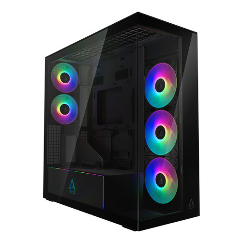 Arctic ACPCC00019A XtenderVG PC Case-Mid Tower Tempered Glass Panel-A-RGB Fans Vertical GPU Mounting kit - Mirror Black