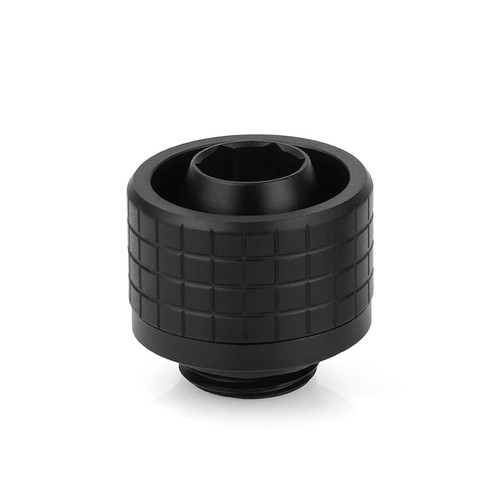 Thermal Grizzly TG-DM-FIT-0001 DeltaMate ST16 Soft-Tube Water Cooling Compression Fitting G1/4'' Thread, CNC-Machined Brass Matte-Black, Knurled Compression Ring for 10 mm ID / 16 mm OD Flexible Tubing