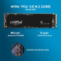 Crucial CT500P3SSD8 P3 500GB PCIe 3.0 3D NAND NVMe M.2 SSD, up to 3500MB/s Internal Solid State Drive