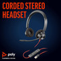 Poly Blackwire 3320 Wired Headset – Hi-fi Stereo - Connect to PC/Mac via USB-C or USB-A -Teams Certified Zoom 8X220AA