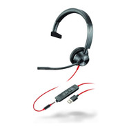 Poly Blackwire 3315 Wired, Single Ear (Mono) USB-A Headset with Boom Mic 3.5 mm connector Teams (Certified) 76J13AA