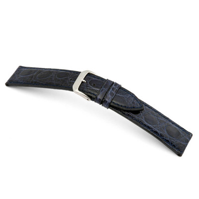 Hirsch CROCOGRAIN Crocodile Embossed Leather Watch Strap in BLACK