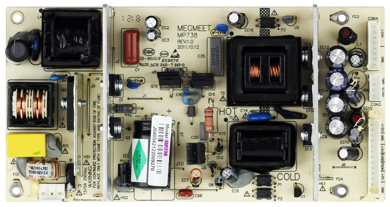 Element MP738 Power Supply (substitute for MP116A MP116A1) ELCFW326 X322BV-HD