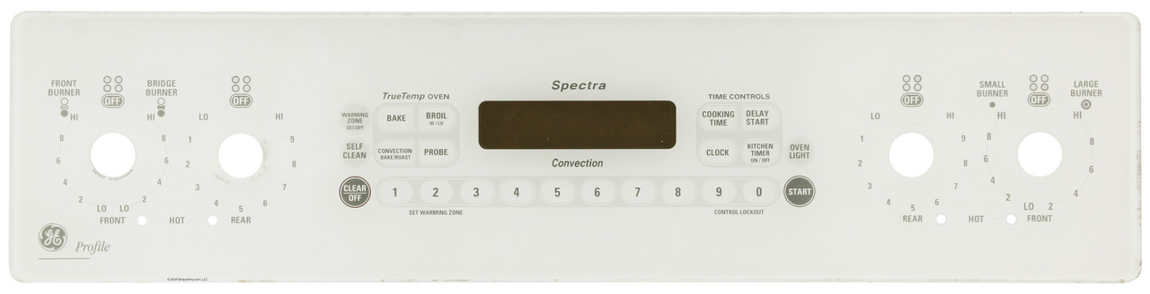 GE Oven 205C2483P005 Control Panel - White