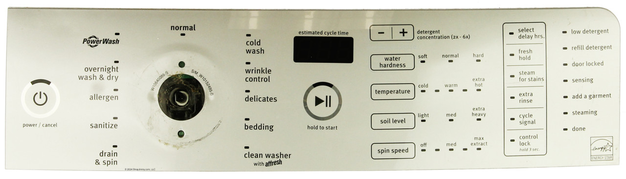 Whirlpool Washer W10825106 Control Panel