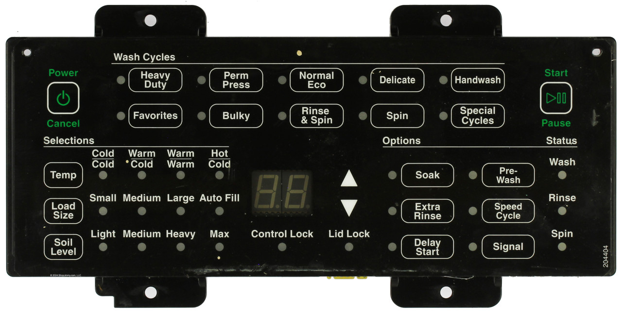 Speed Queen Washer 204074 7718003751 Control Board - Black Overlay