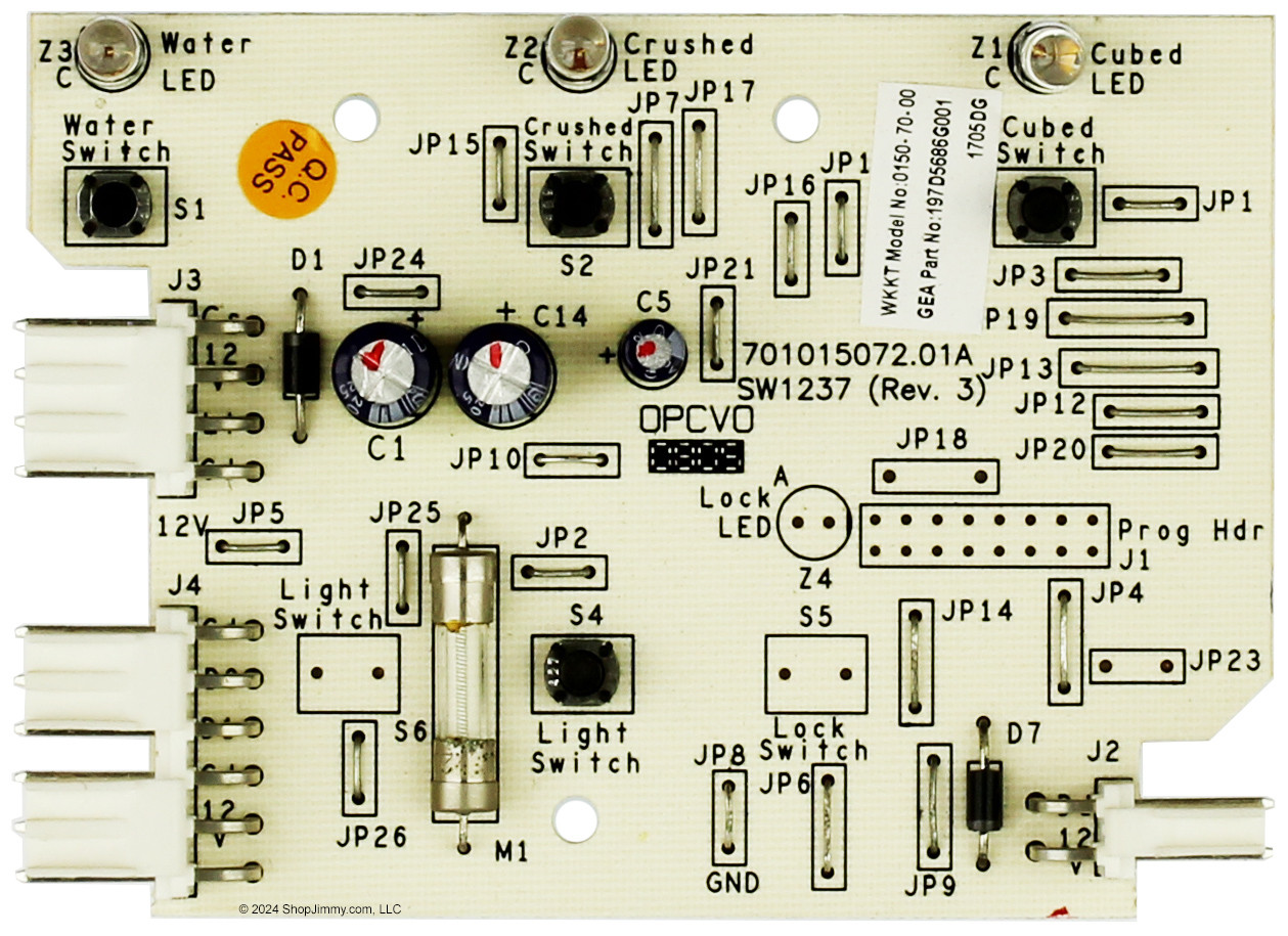 GE Refrigerator 197D5686G001 Dispenser Board