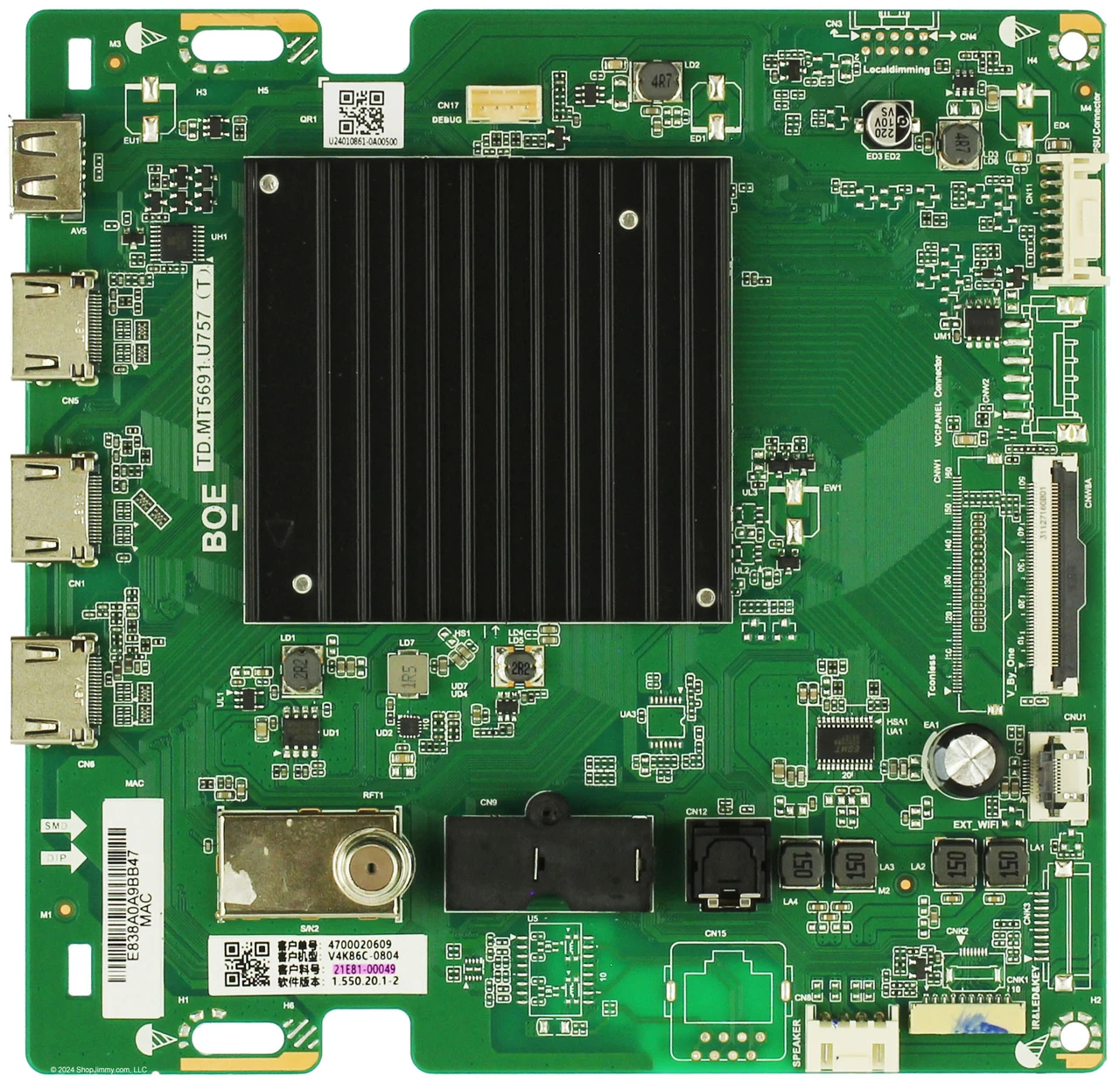 Vizio 21E81-00049 Main Board for V4K86C-0804 (Serial LHB1U3GA)