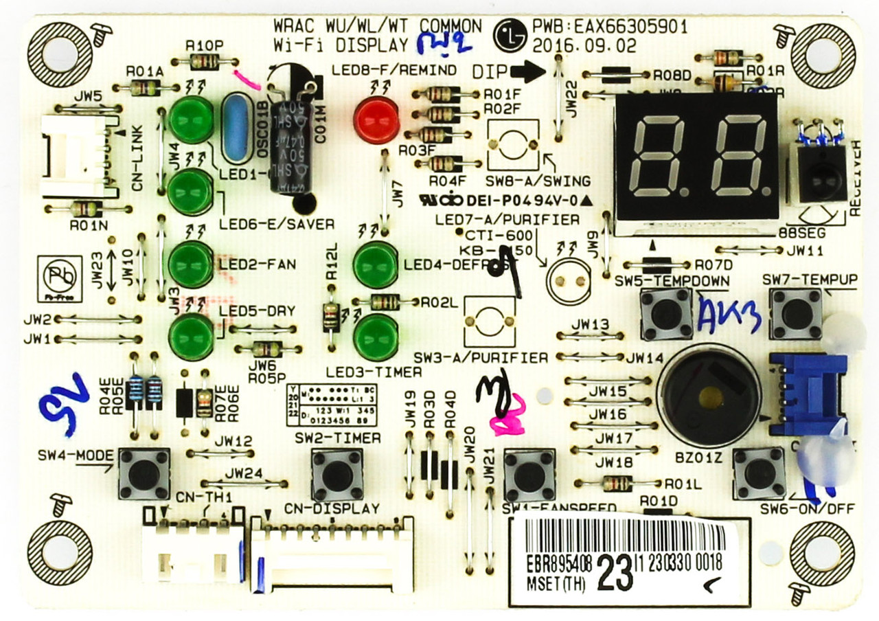 LG EBR89540823 Air Conditioner PCB Display Assembly