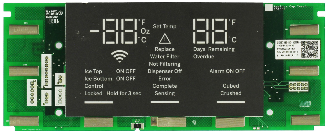 GE Refrigerator 197D8543G003 Dispenser Board
