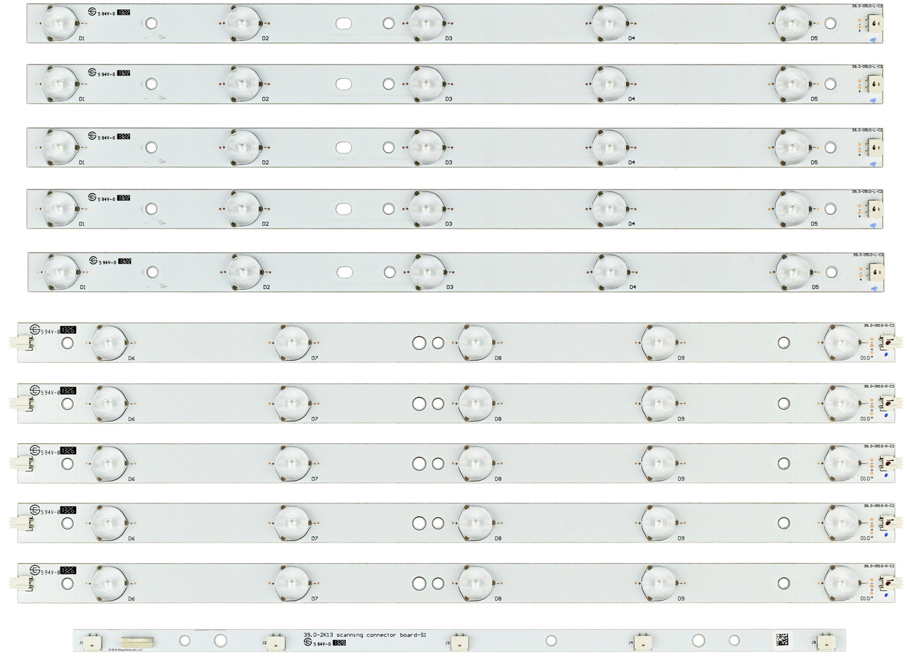 Vizio TPT390J1-HJ1L02 LED Strips  - 10 Strips & 1 Board E390I-A1