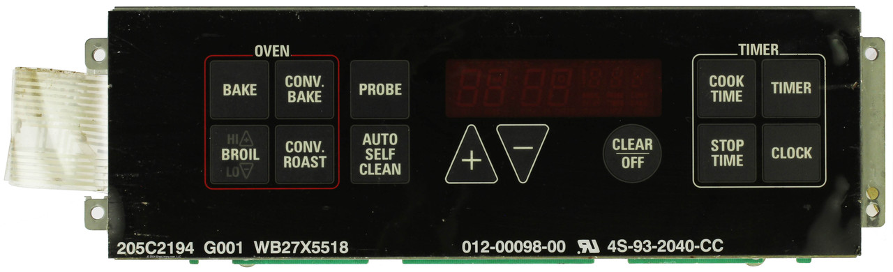 GE Oven 205C2195G001 Relay Control Board -Black Overlay