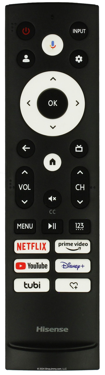 Hisense ERF3AG90 Netflix Prime Video YouTube Disney+ Tubi Remote Control - NEW