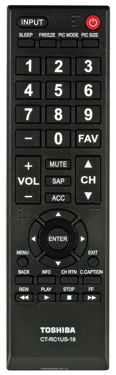 Toshiba 06-5C3W42-TS01X CT-RC1US-18 Remote Control -- Open Bag
