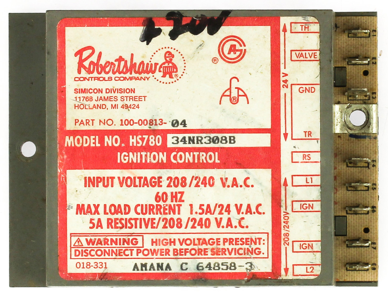 RobertShaw HS780 34NR308B Furnace Ignition Control Module