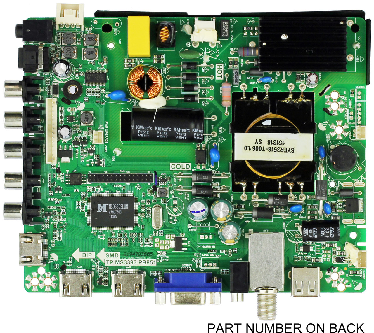 Westinghouse 34013504 Main/Power Supply Board for WD32HT1360 (SEE NOTE)