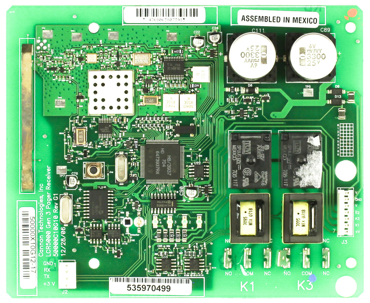 Cannon Technologies 50000X10G12-17 3 Pager Receiver Control Board