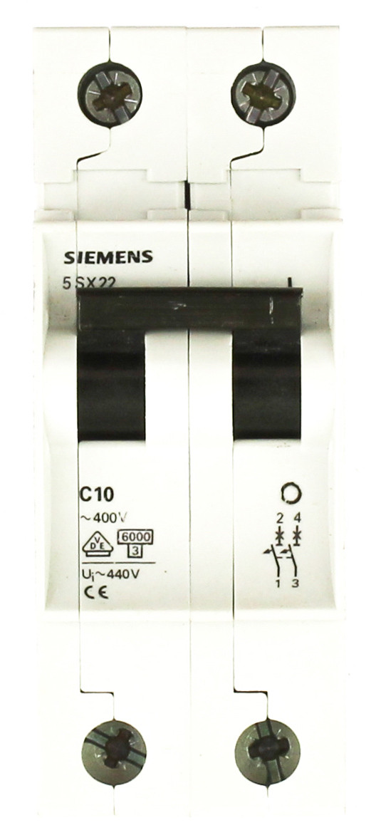 Siemens 5SX22-C10 10A DIN Rail Circuit Breaker