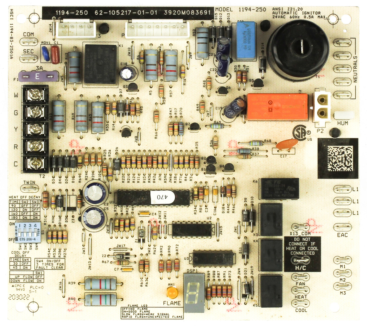 Inegrated 1194-250 Furnace Control Board